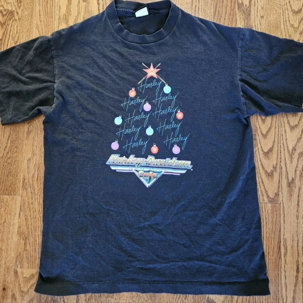 Harley-Davidson Single Stitch Vintage  Christmas Men’s T-Shirt Large